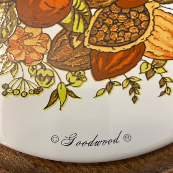 Vintage MCM Goodwood Teak Oval charcuterie Cheese Board Ceramic Board Glass Dome - Picture 6 of 6